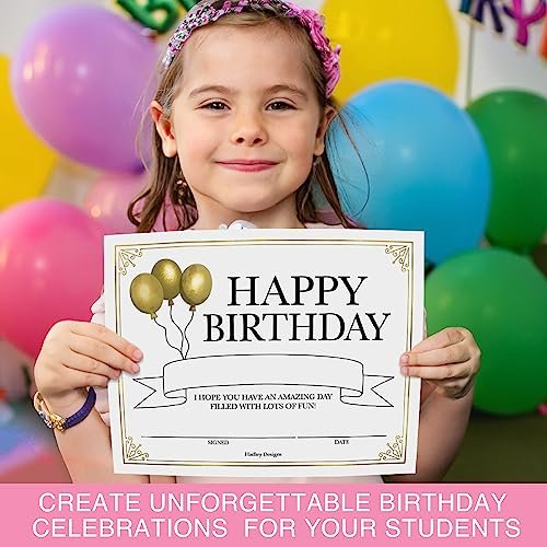 Elegant Gold Birthday Certificates | Set of 25 | Birthday Gifts