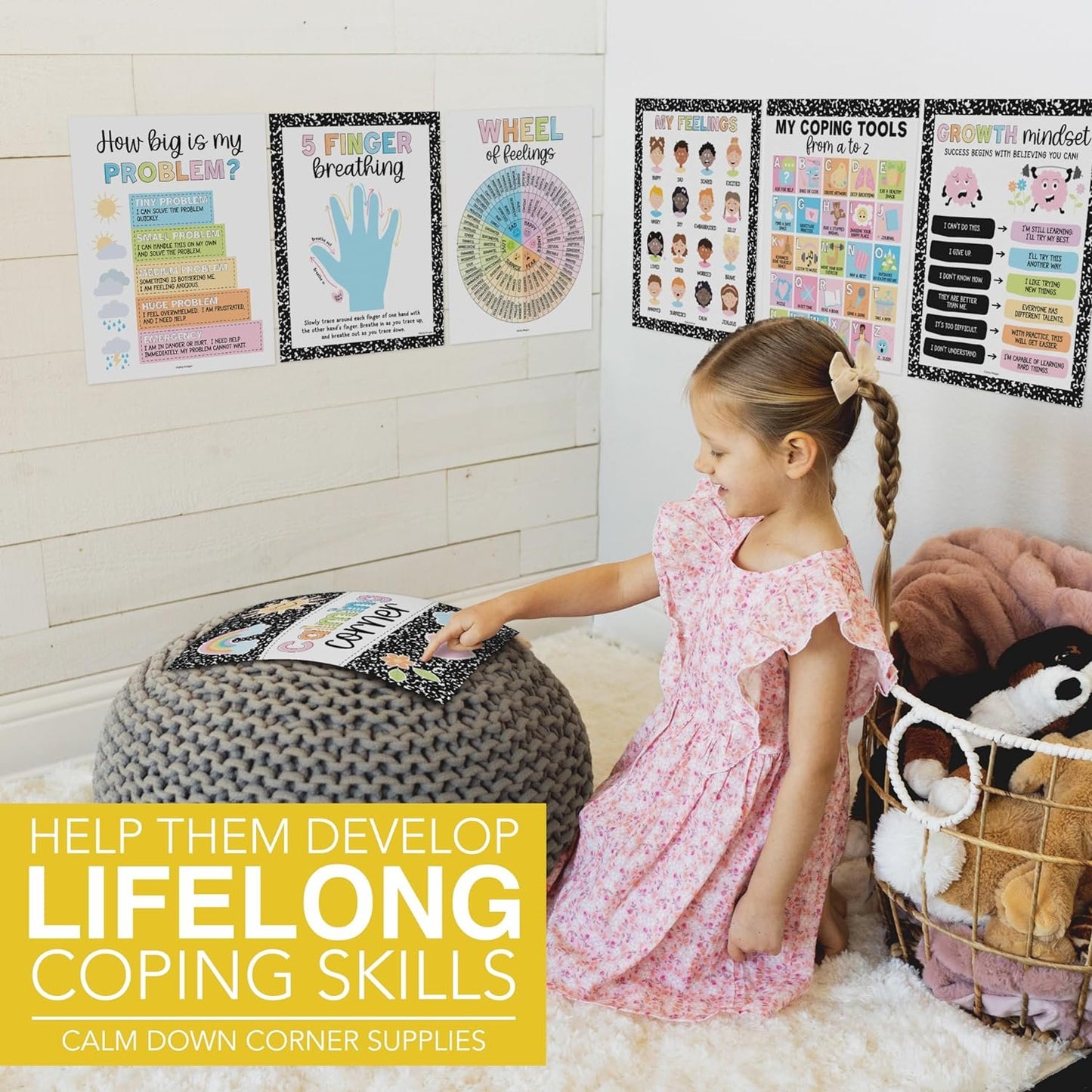 Composition Notebook Calming Corner Posters | Set of 9 | Classroom Decor