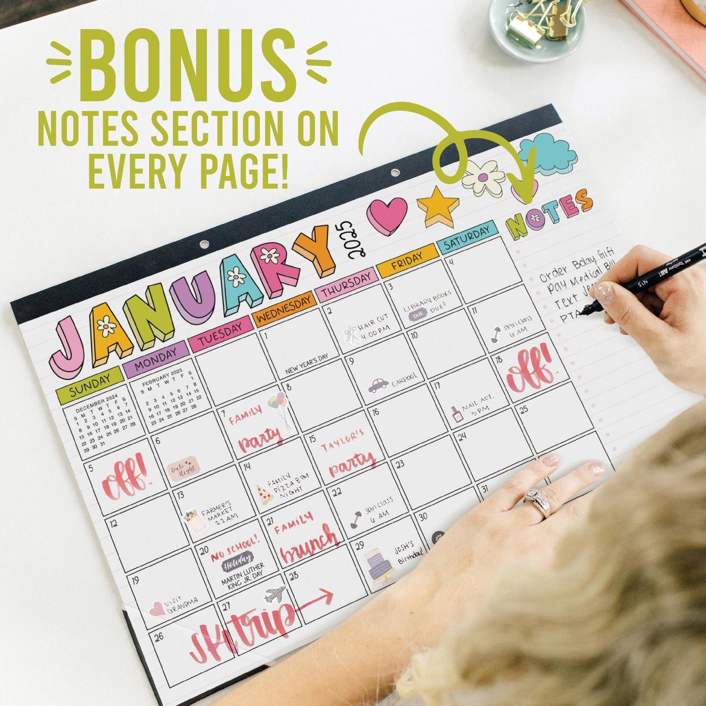 Notebook Large Desk Calendar | 18-Month | 2025-2026 | Calendars & Planners