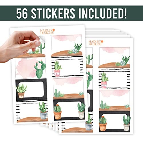 Cactus Name Tag Stickers | Set of 56 | Classroom Supplies