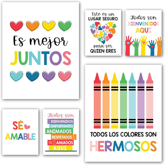 6 Colorful Spanish Classroom Decorations - Spanish Classroom Posters, Diversity Posters For Classroom Posters Español, Todos Son Bienvenidos Poster De Diversidad De Culturas, Diversidad Poster Espanol