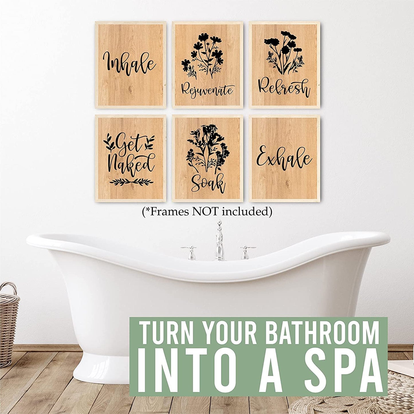 Relaxing Bathroom Wall Art | Set of 6 Reversible Prints | Home Decor