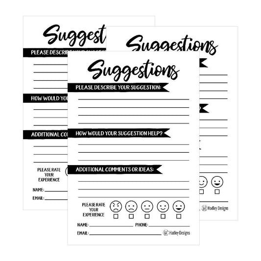 Suggestion Cards | Set of 24 | 4x6 | Business Supplies