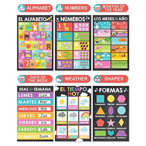 Colorful Chalk Spanish Posters | Set of 12 | Spanish Educational Supplies