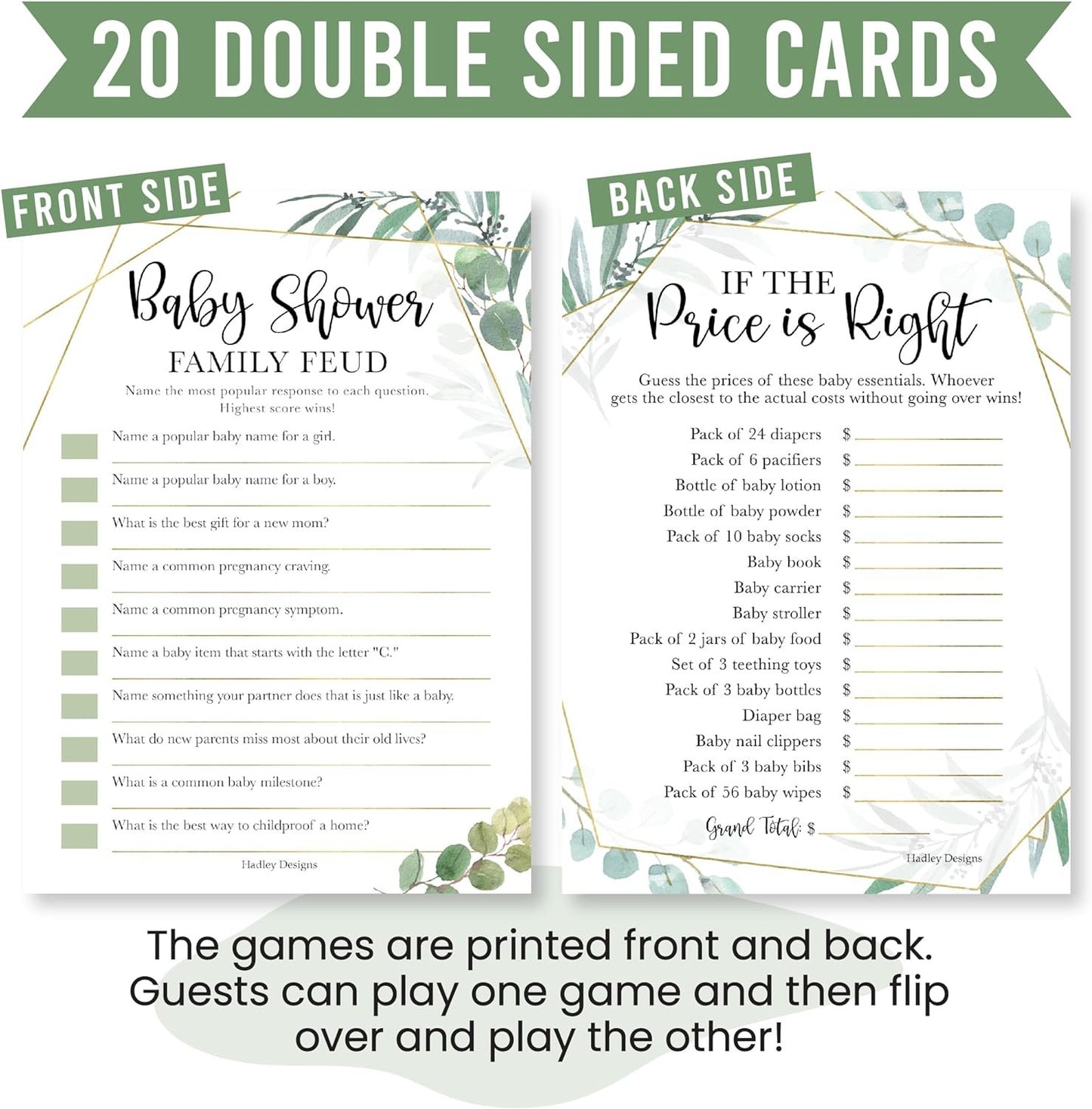 20 Greenery Baby Shower Games Gender Neutral - Hilarious Baby Shower Games For Girl, Funny Baby Shower Games Boy, The Price Is Right Baby Shower Game Cards, Baby Games For Baby Shower Family Feud Game