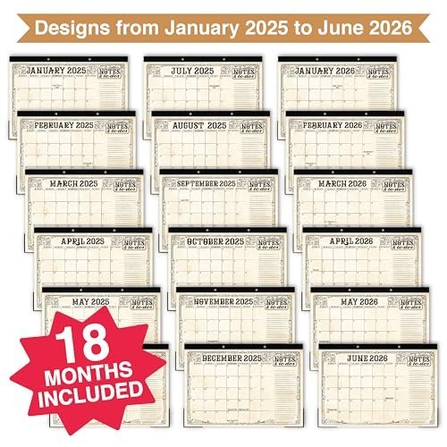 Vintage Large Desk Calendar | 18-Month | 2025-2026 | Calendars & Planners