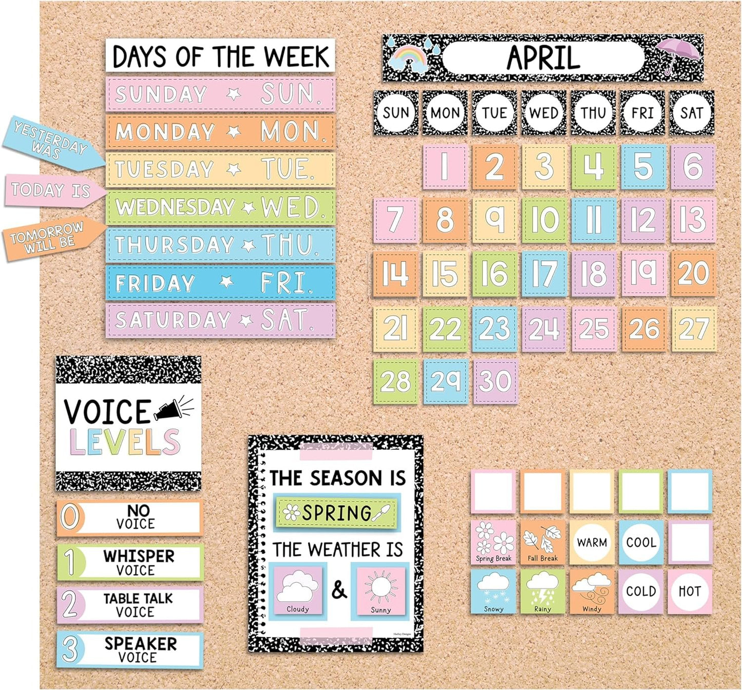 Colorful Classroom Calendar Set Bulletin Board - Bulletin Board Calendar For Classroom Elementary, Teacher Calendar Bulletin Board Sets, Preschool Calendar For Classroom, School Calendar For Classroom