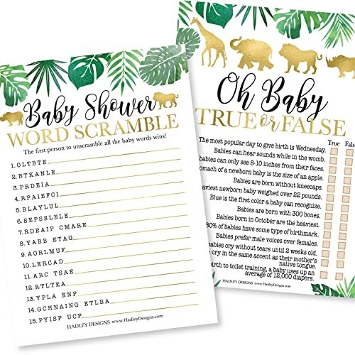 Word Scramble & True or False Games | Set of 25 | Baby Shower Games