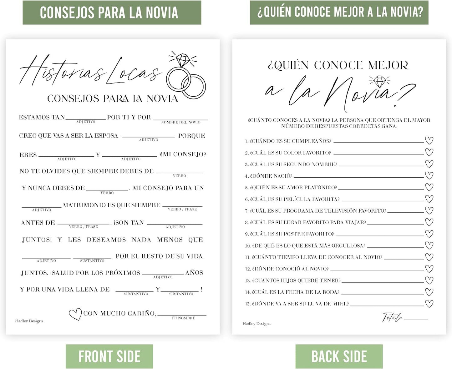 Minimalist Spanish Bridal Shower Games 20 Guests - Juegos Para Despedida De Soltera En Español, Wedding Shower Games, Bridal Shower Bingo In Spanish, Popular Bridal Shower Games Spanish Edition