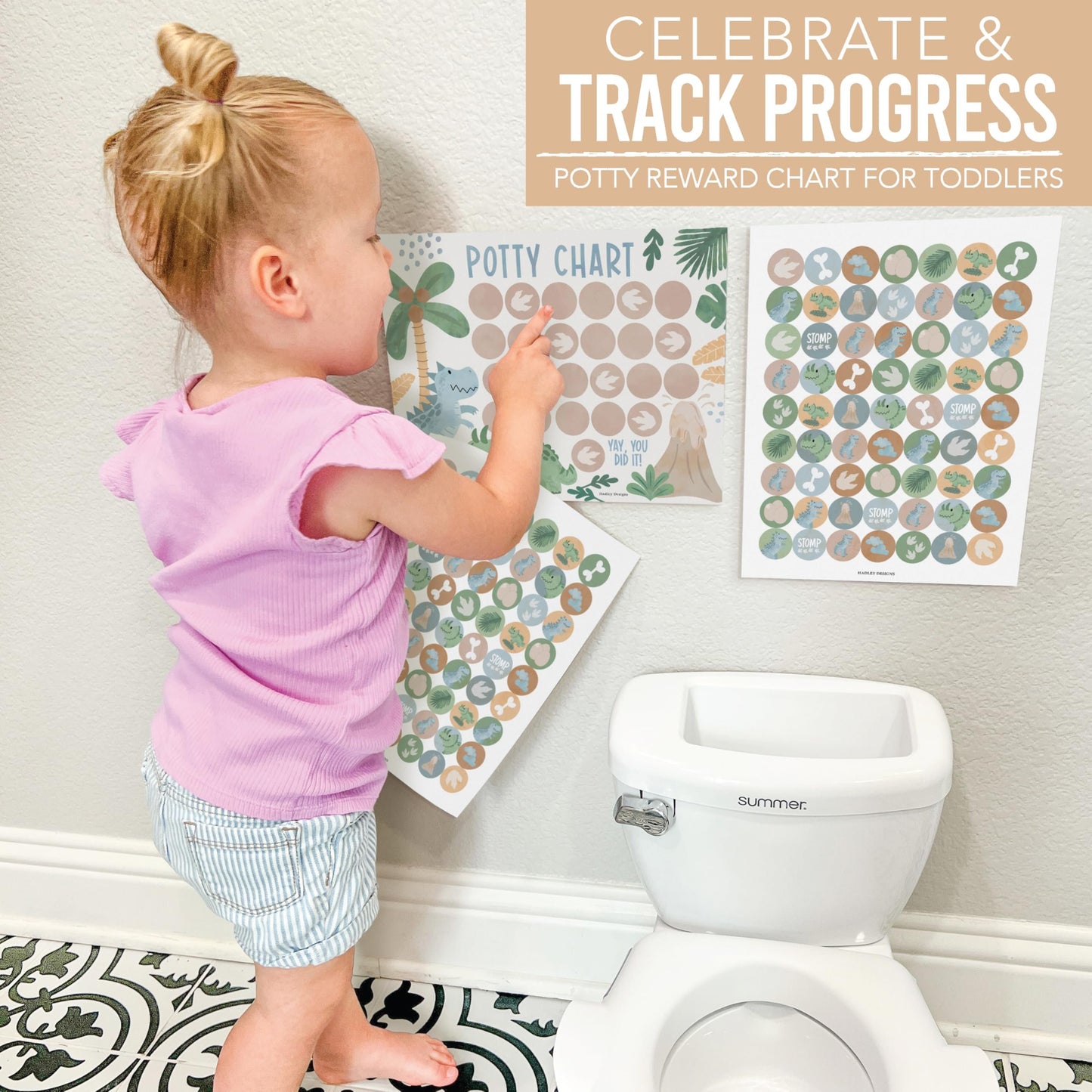 Boho Dino Potty Training Chart | Sticker Charts | Early Education