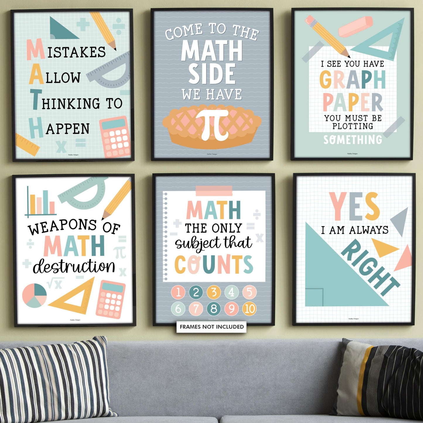 6 Boho Math Posters For Elementary School - Middle School Math Posters For Middle School, Math Posters For High School, Math Classroom Must Haves, Math Classroom Decor, Math Bulletin Board Sets