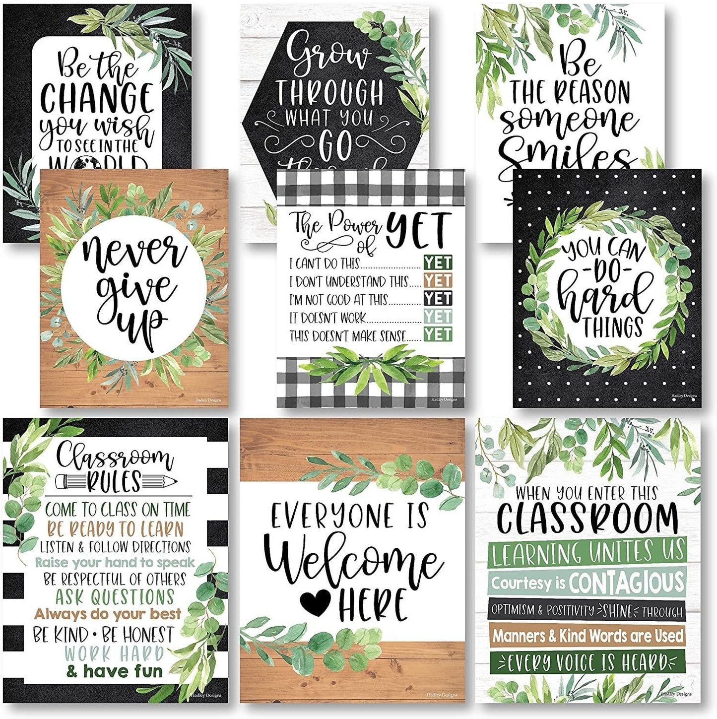 Farmhouse Boho Classroom Motivational Posters | Set of 9 | Educational Supplies