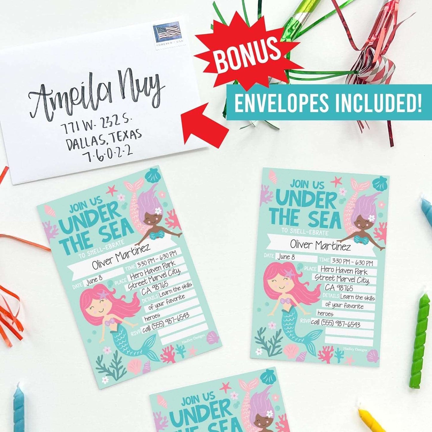 15 Mermaid Birthday Invitations Girl - Mermaid Birthday Party Invitations For Girls, Mermaid Party Invitations For Birthday Party Invitation Girl, Invitation Cards, Kids Birthday Invitations Girl