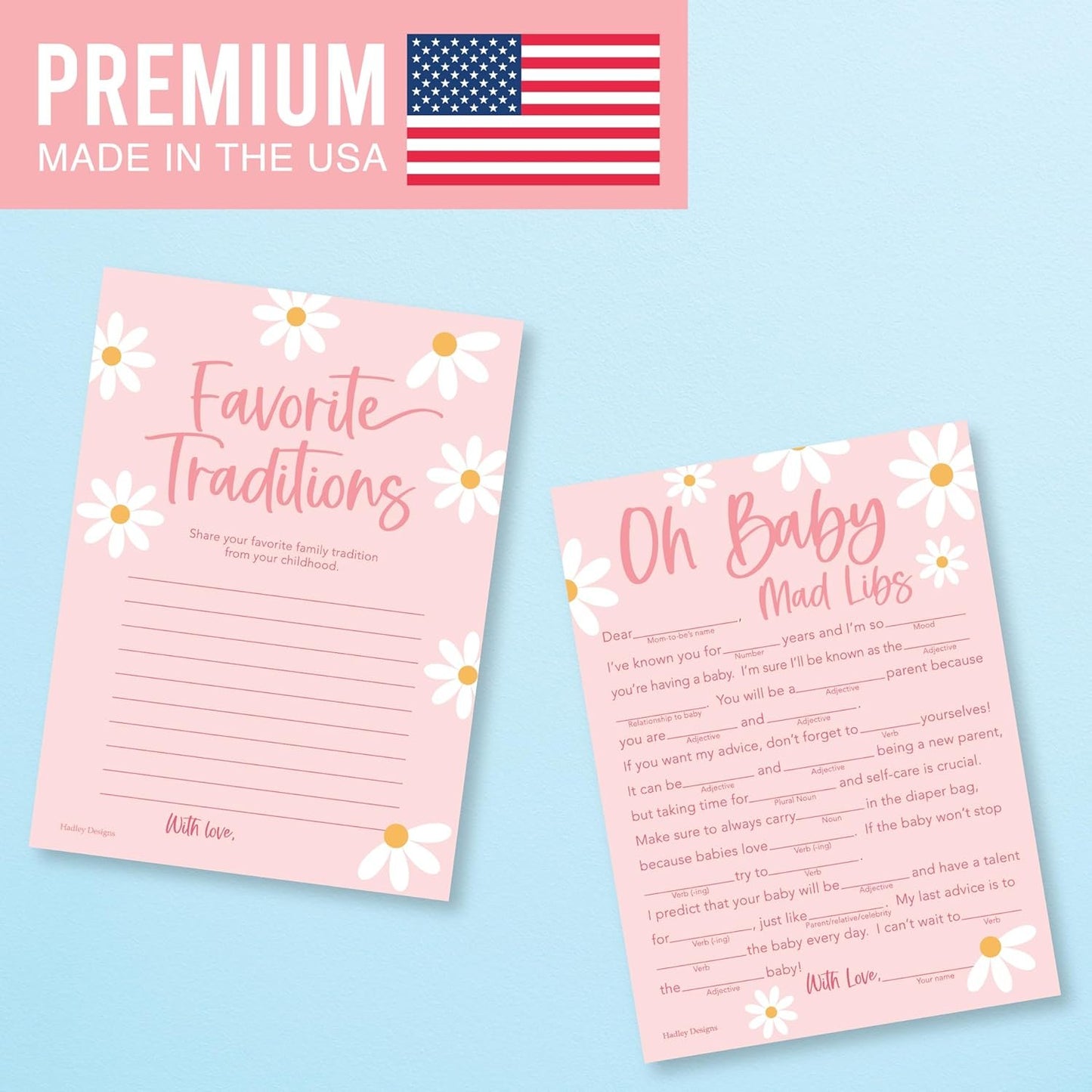 20 Retro Baby Shower Games for Girl - Hilarious Baby Shower Games Girl, Advice Cards Baby Shower Mad Libs Game Funny, Family Tradition Cards for Baby Shower, Baby Girl Baby Shower Games Funny