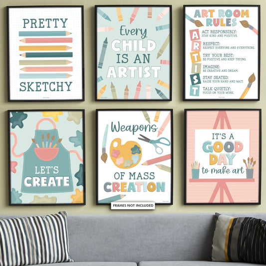 6 Boho Art Classroom Posters Middle School - Art Posters For Classroom, Art Poster, Art Classroom Must Haves High School, Art Classroom Decor, Art Class Decor, Art Room Decor, Art Teacher Supplies