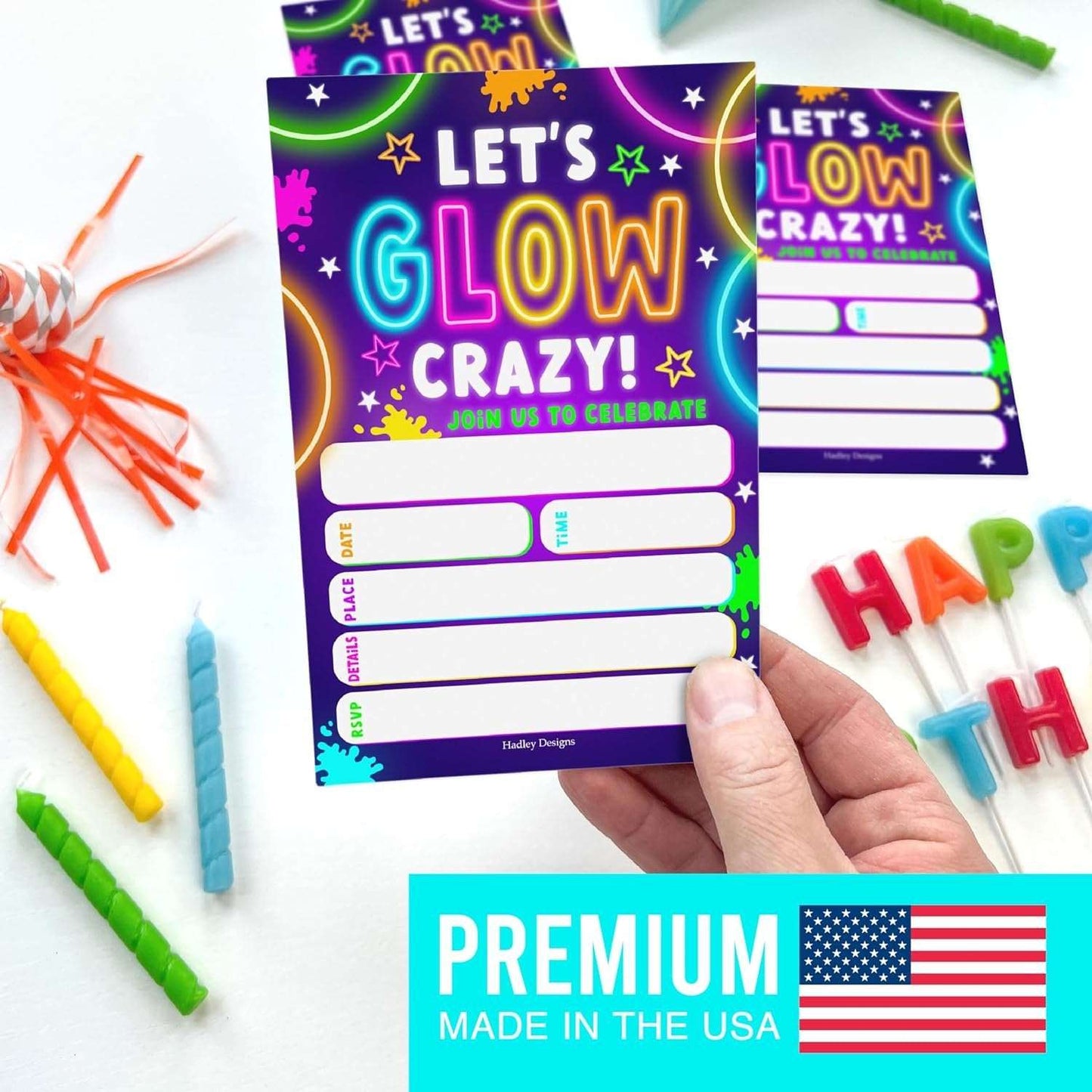 15 Neon Glow Birthday Invitations Girl - Kids Birthday Invitations Boy, Neon Birthday Party Invitations For Boys, Glow Birthday Invites For Boy, Birthday Invitation Cards, Neon Birthday Party Invites