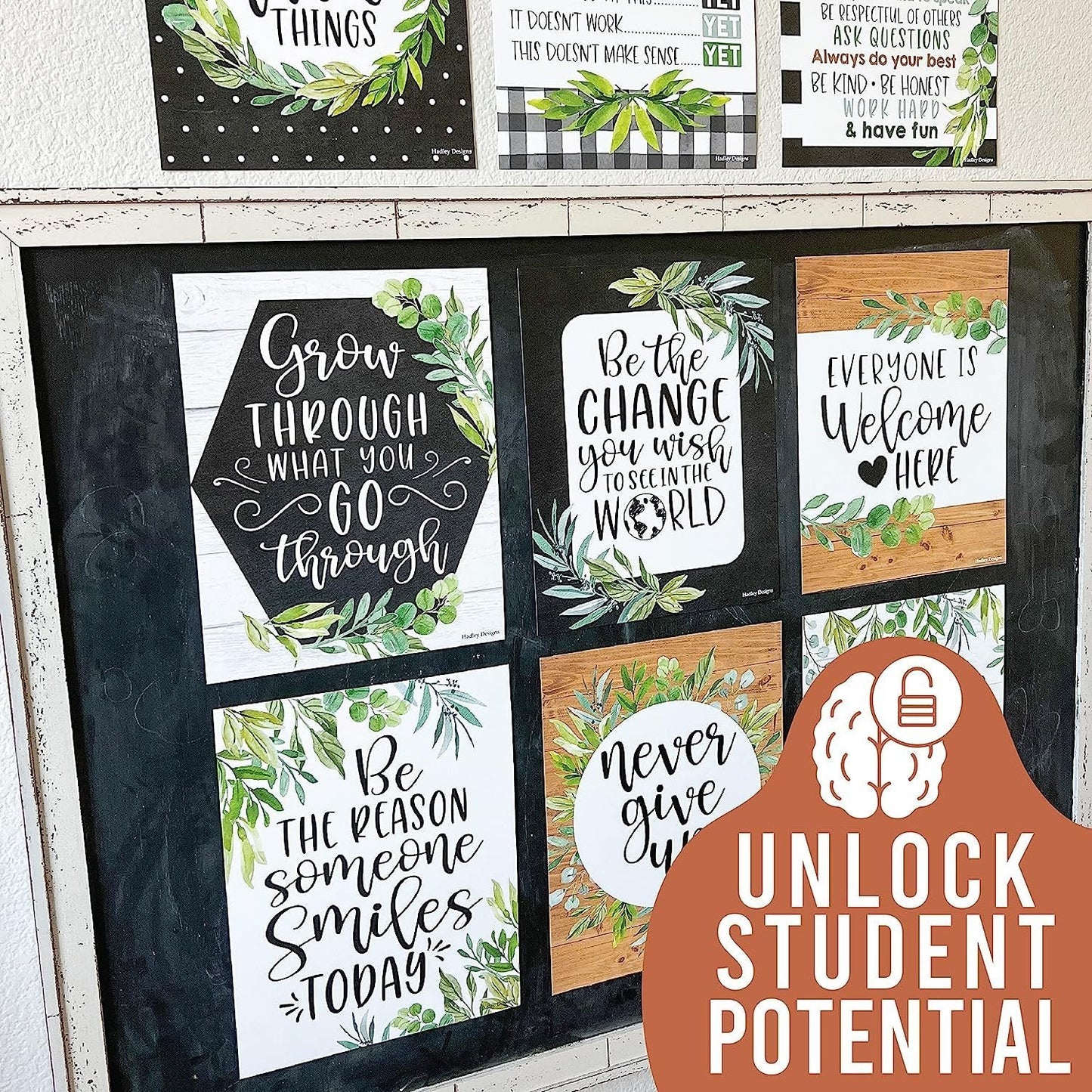 Farmhouse Boho Classroom Motivational Posters | Set of 9 | Educational Supplies