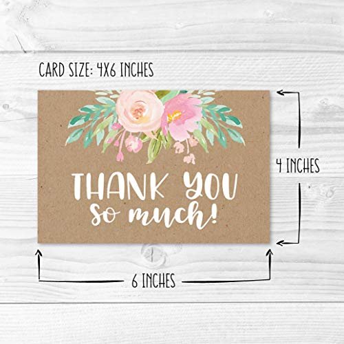 Blush Floral Kraft Folded Thank You Cards | Set of 24 | General