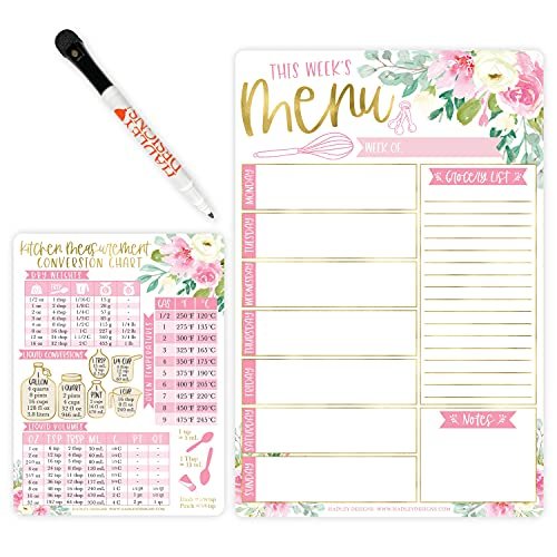 Blush Floral Magnetic Meal Planner | Weekly | Calendar & Planners