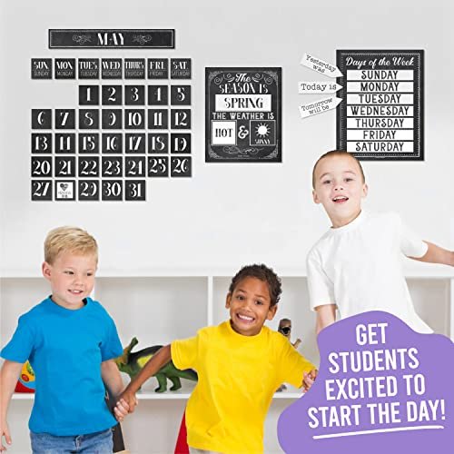 Black & White Chalk Classroom Calendar | Bulletin Board | Classroom Supplies