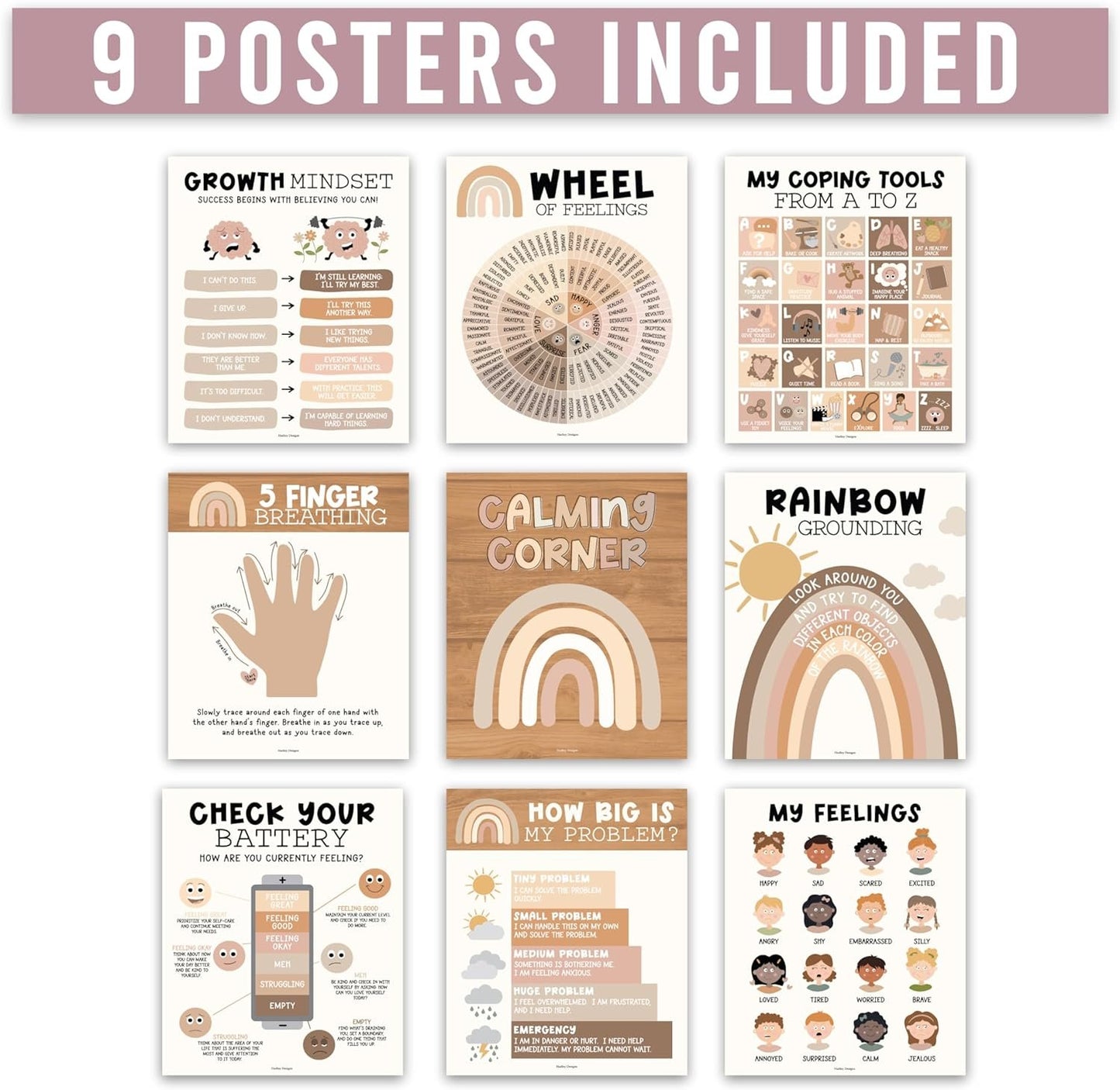 Neutral Calming Corner Posters | Set of 9 | Classroom Decor