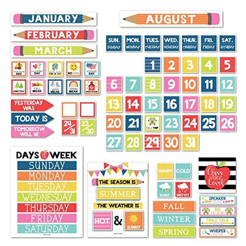 Colorful & White Classroom Calendar | Bulletin Board | Classroom Supplies