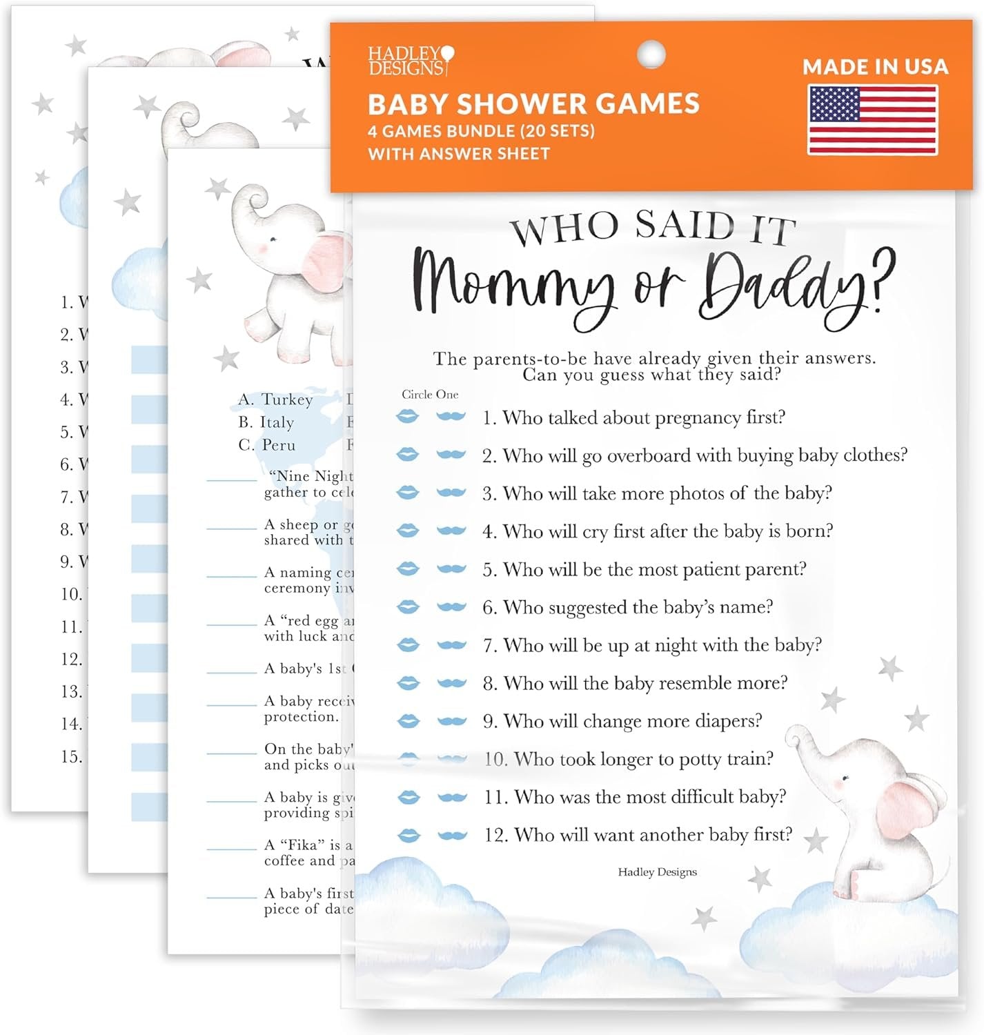 40 Elephant Baby Shower Games Boy - Who Knows Mommy Best Baby Shower Game, Guess Who Mommy Or Daddy Baby Shower Game, Baby Games For Baby Shower Family Feud Game, Baby Boy Baby Shower Tradition Cards