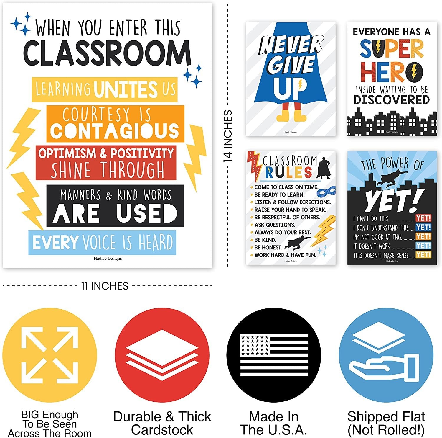 Classroom Motivational Posters | Set of 9 | Educational Supplies