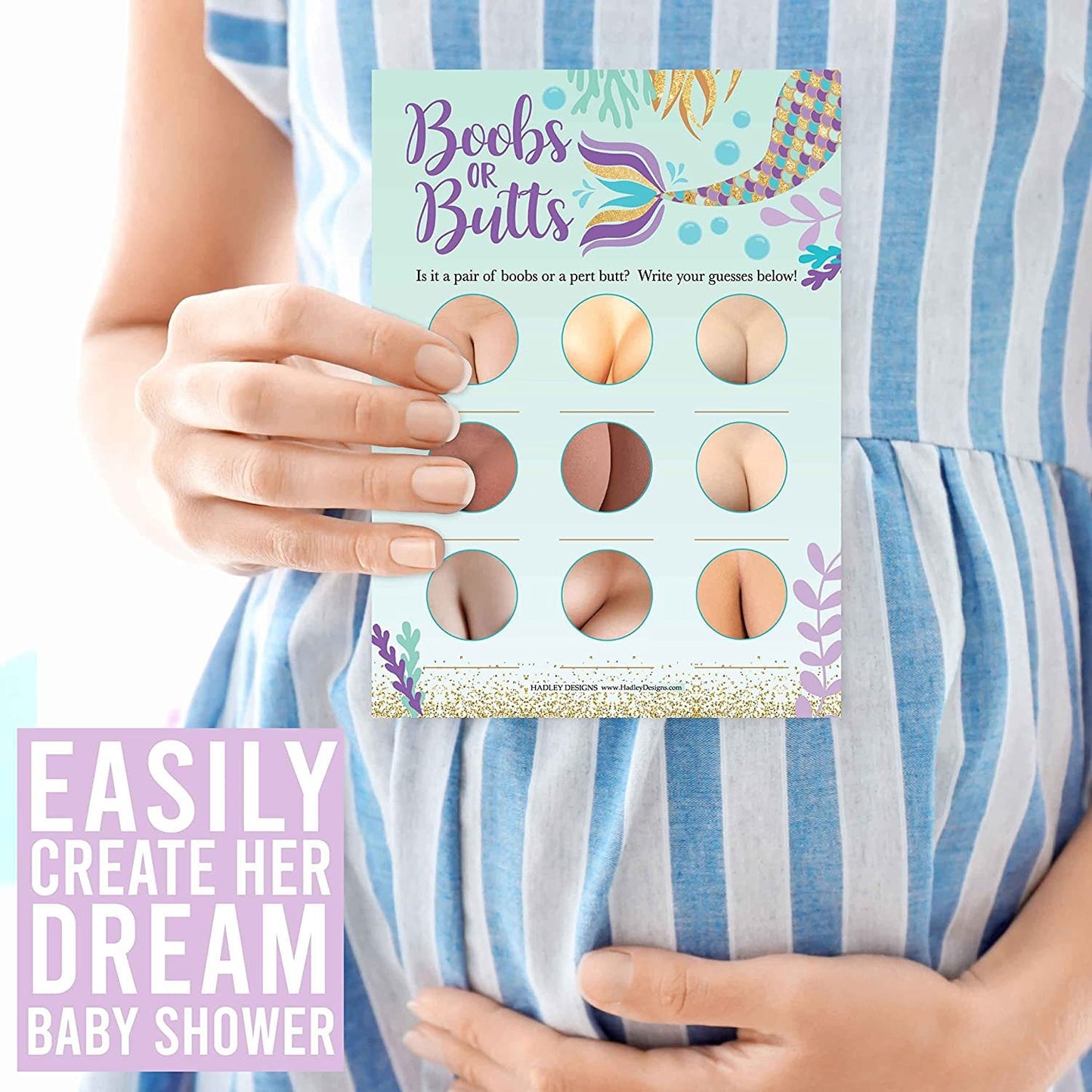 Mermaid Boobs or Baby Butts | Set of 25 | Love or Labor | Baby Shower Games