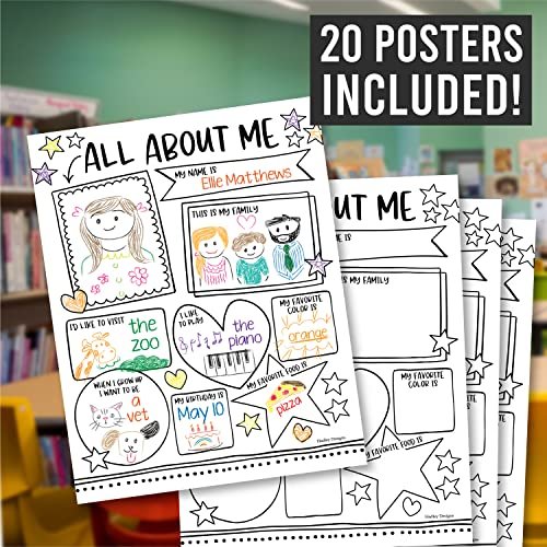 Black & White All About Me Posters | Set of 20 | Educational Posters