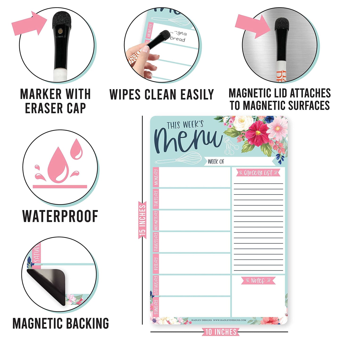 Spring Floral Magnetic Meal Planner | Weekly | Calendar & Planners