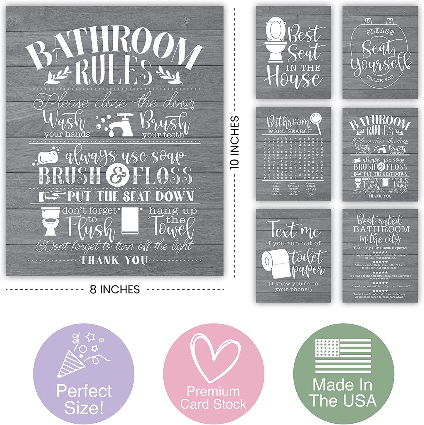 Farmhouse Funny Gray Wood Shark Bathroom Wall Art