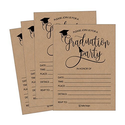 Kraft Elegant Graduation Invitations | Set of 25 | Greeting Cards