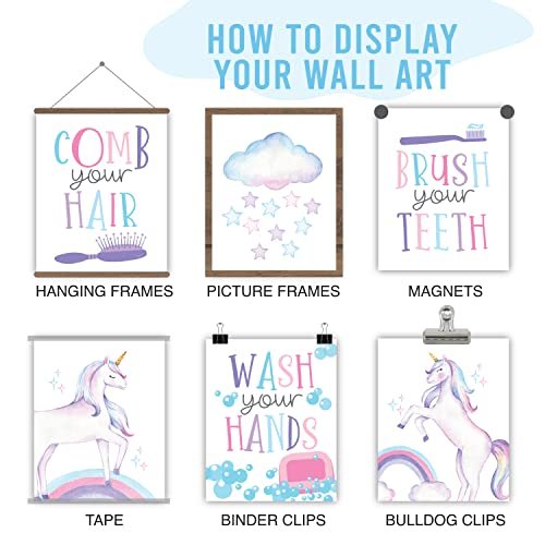 Unicorn Bathroom Wall Art | Set of 6 | Home Decor