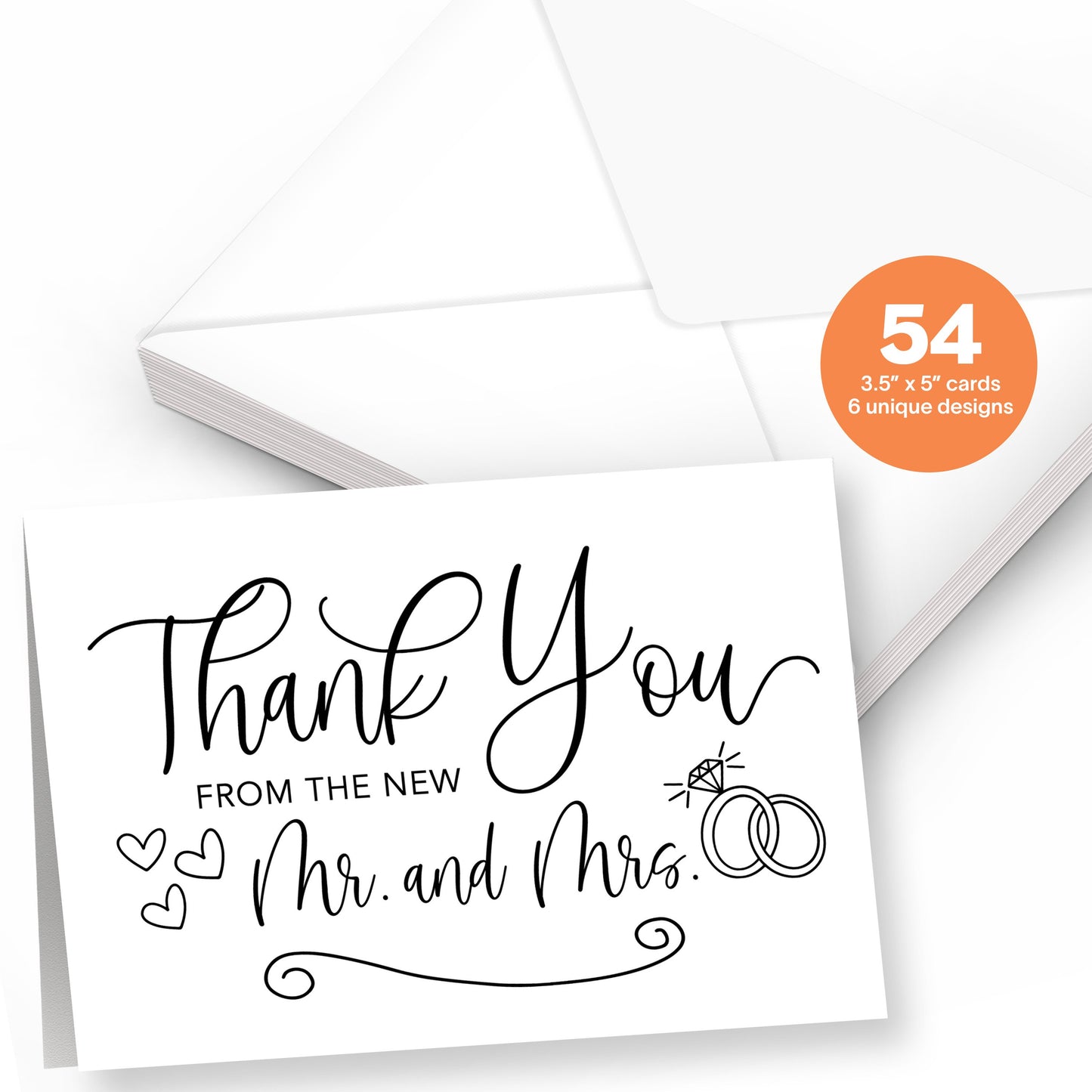Wedding Thank You Cards | Set of 54 | With Envelopes
