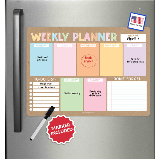 Rustic 2 Fridge Weekly Calendar | Magnetic & Dry Erase | Calendars & Planners