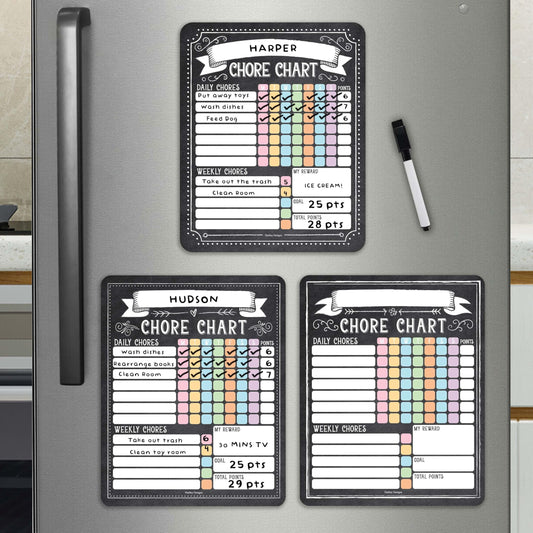 3 Chalkboard Dry Erase Chore Chart for Kids Multiple Kids - Kids Chore Chart Kids Chart, Chores Chart for Kids Multiple Kids, Magnetic Chore Chart for Kids, Chore Chart Adults, Chores Chart for Teens