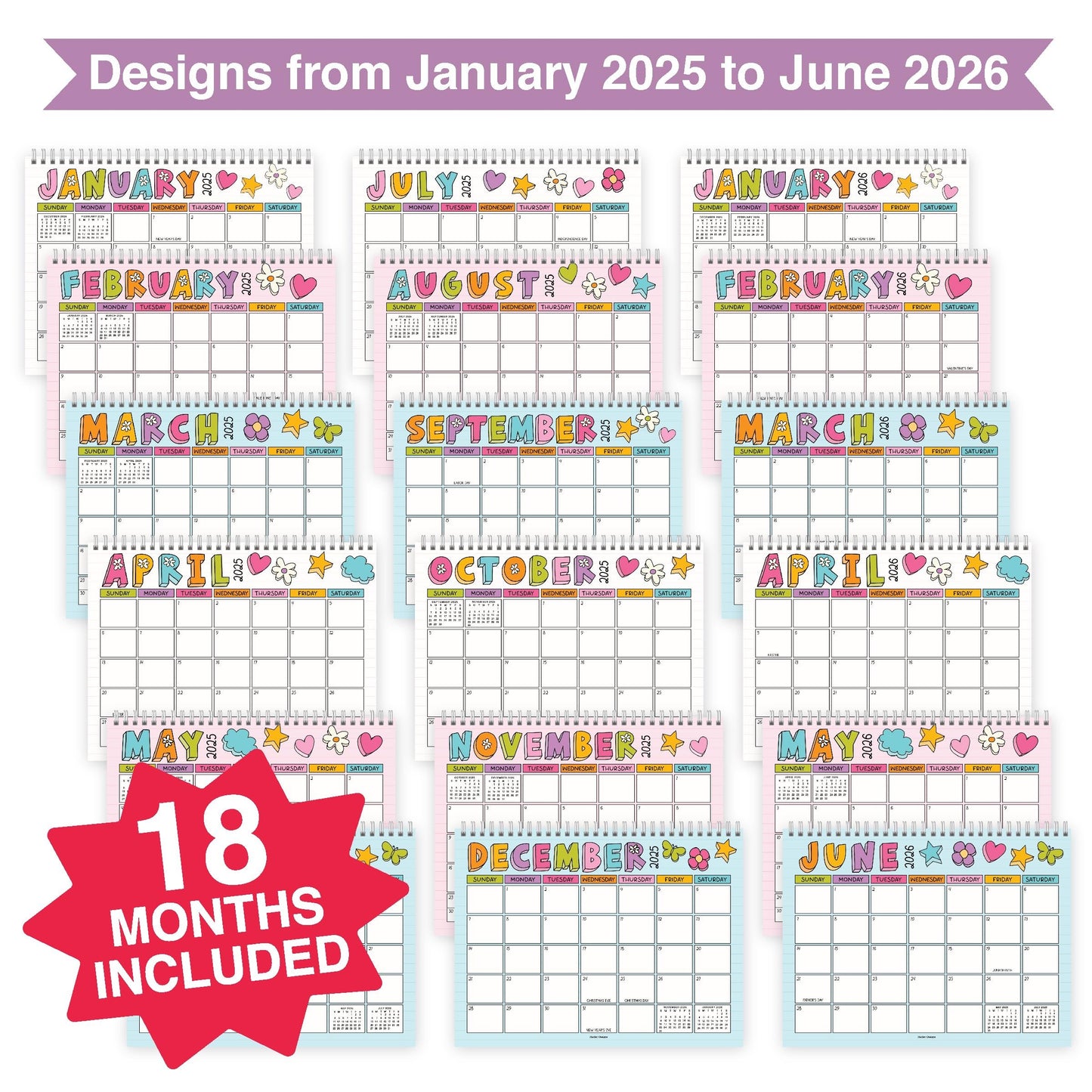 Notebook Small Desk Calendar | 2025-2026 | Standing Flip Calendar