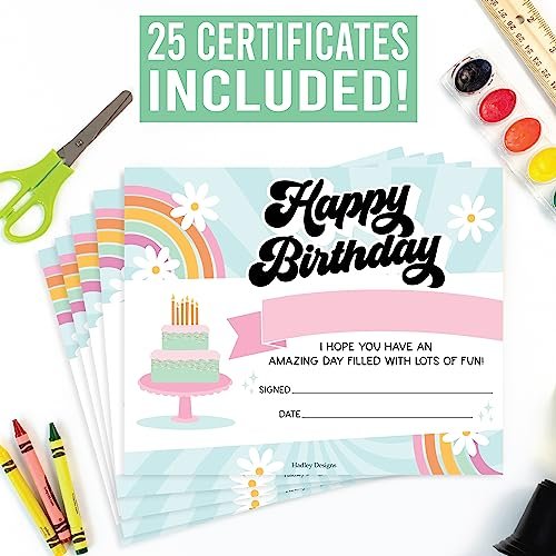 Retro Birthday Certificates | Set of 25 | Birthday Gifts