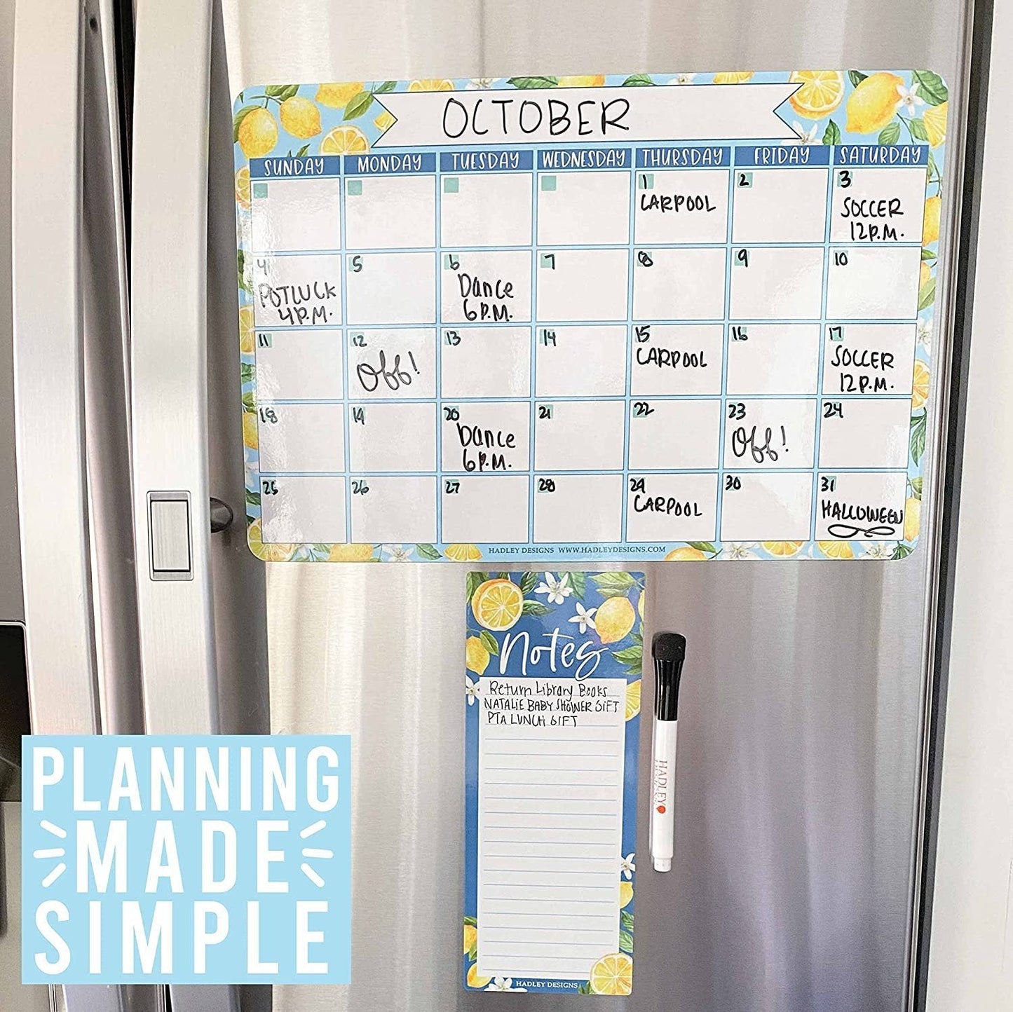 Lemon Magnetic Calendar | Dry-Erase | Calendars & Planners