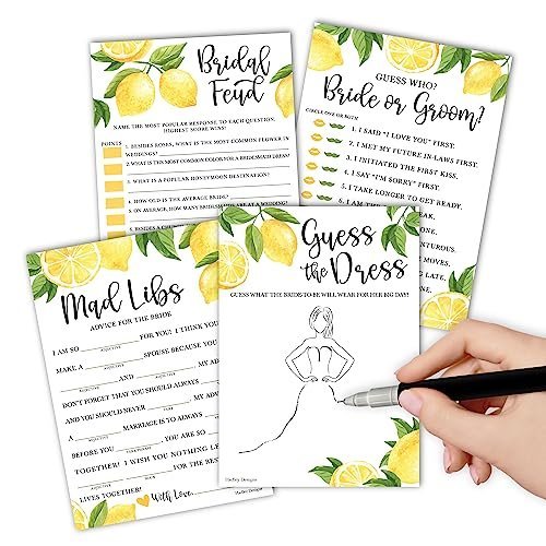 Mad Libs, Bridal Feud, Bride or Groom, Figure out the Dress Games | Set of 40 | Bridal Shower Games