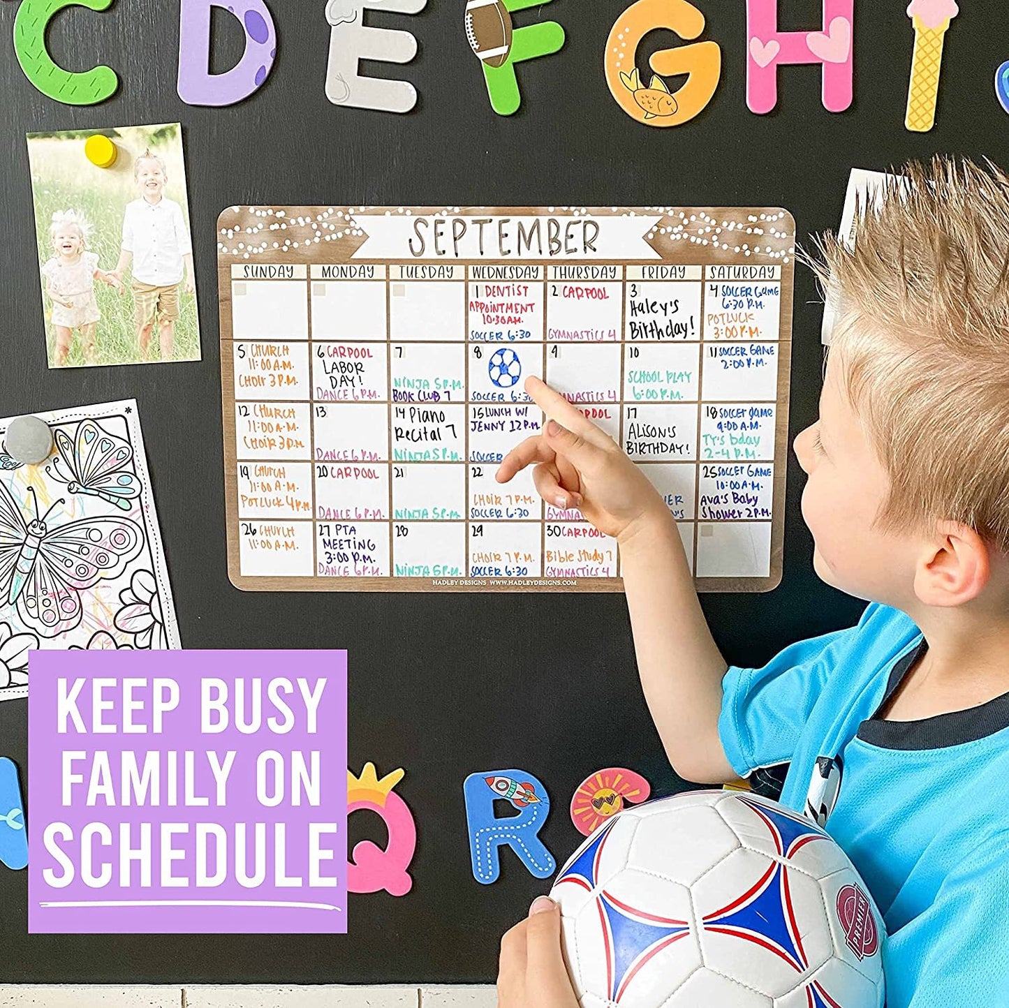 Rustic Large Magnetic Calendar for Fridge Dry Erase Board for Refrigerator - Magnetic Fridge Calendar Dry Erase Magnetic Whiteboard Calendar, Magnetic Dry Erase Calendar for Fridge Planner Magnet