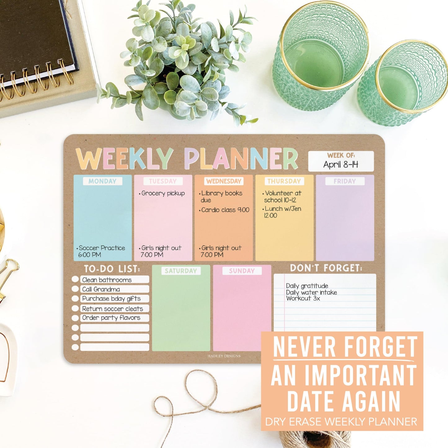 Rustic 2 Fridge Weekly Calendar | Magnetic & Dry Erase | Calendars & Planners