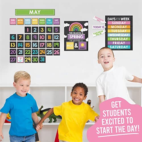 Colorful Pastel Chalk Classroom Calendar | Bulletin Board | Classroom Supplies