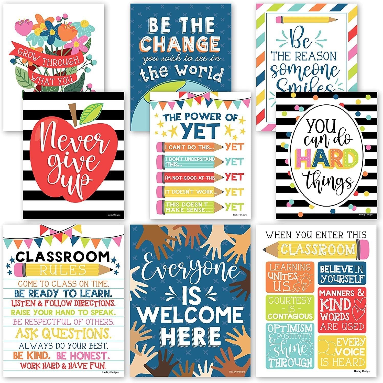 Classroom Motivational Posters | Set of 9 | Educational Supplies