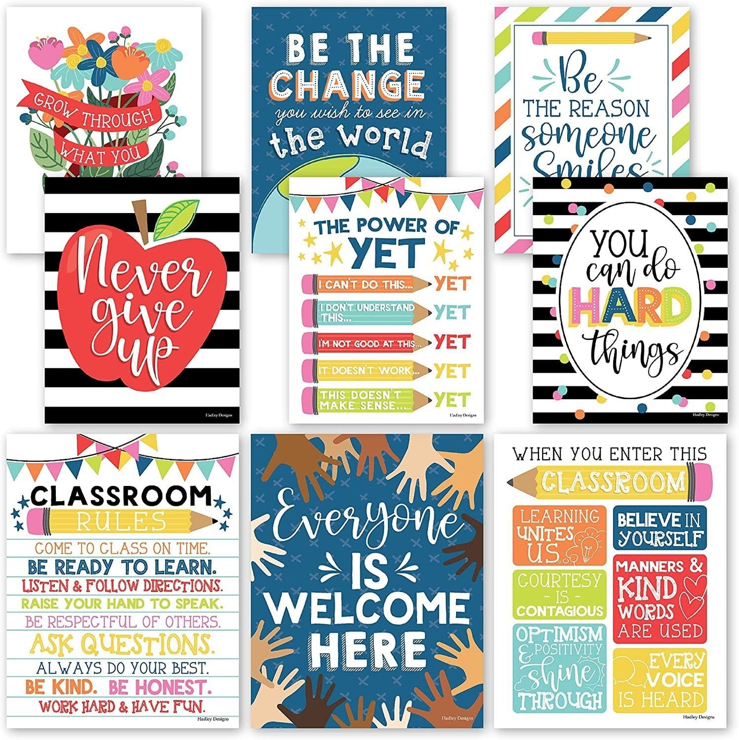 Classroom Motivational Posters | Set of 9 | Educational Supplies