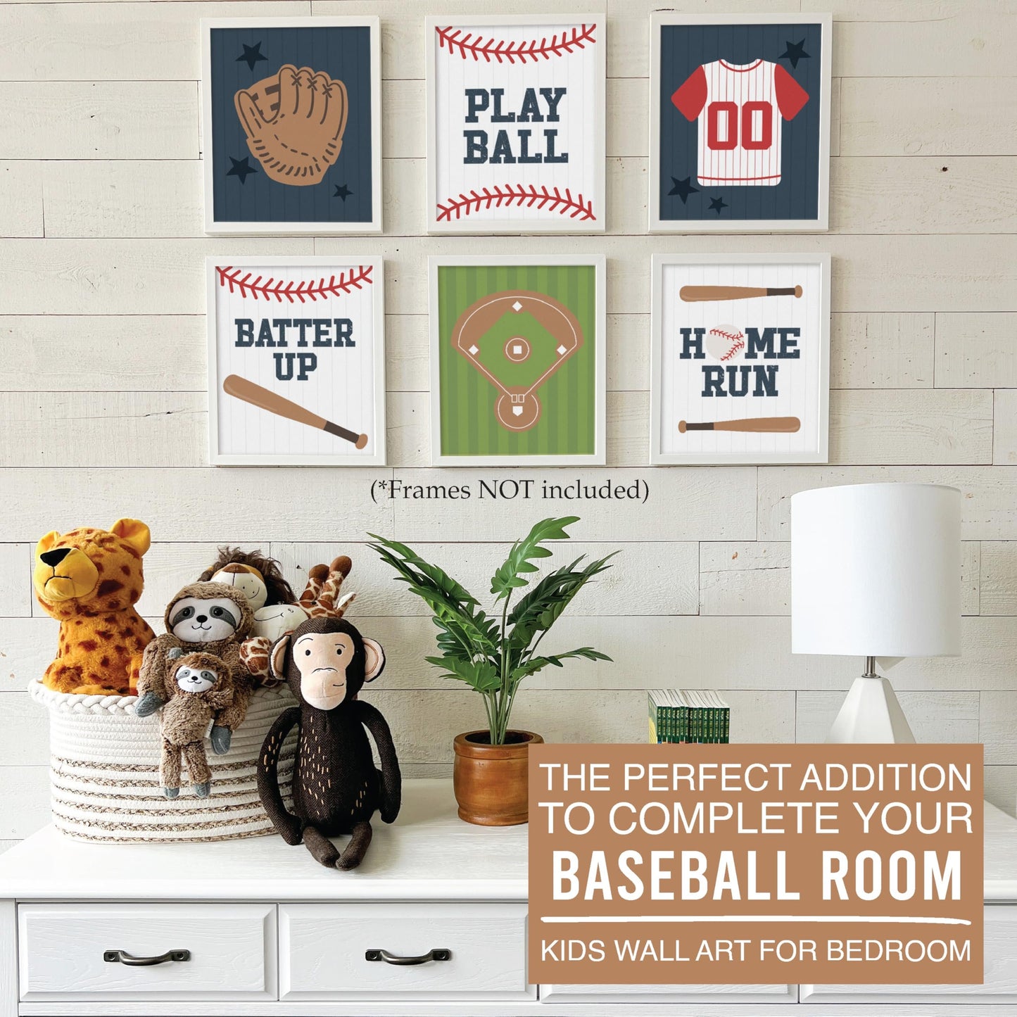 Baseball Children's Wall Art | Set of 6 | Home Decor