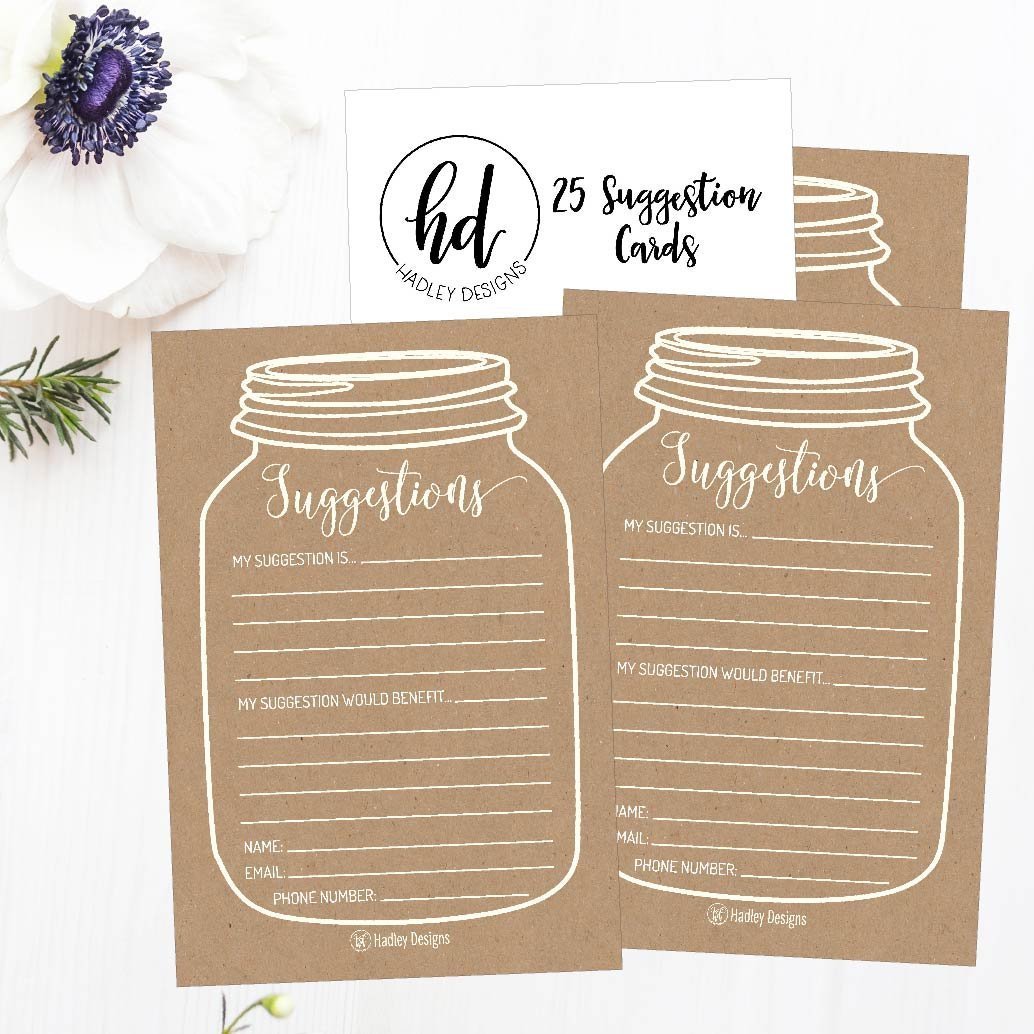 25 Kraft Mason Jar Suggestion Cards