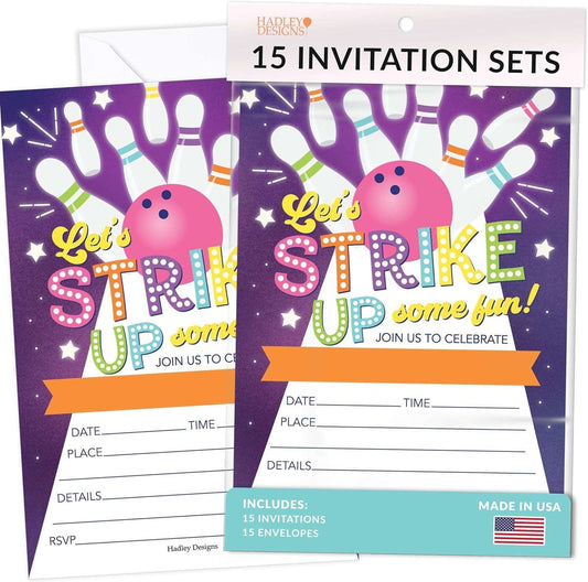 15 Bowling Birthday Invitations Girl - Kids Birthday Invitations Boy, Bowling Birthday Party Invitations For Boys, Bowling Birthday Invites For Boy, Birthday Invitation Cards, Birthday Party Invites