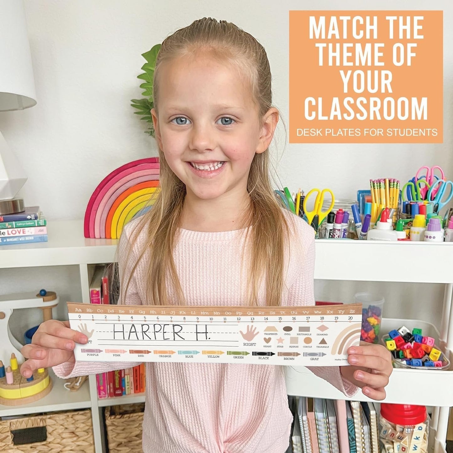 Neutral Classroom Name Plates | Set of 25 | Classroom Supplies